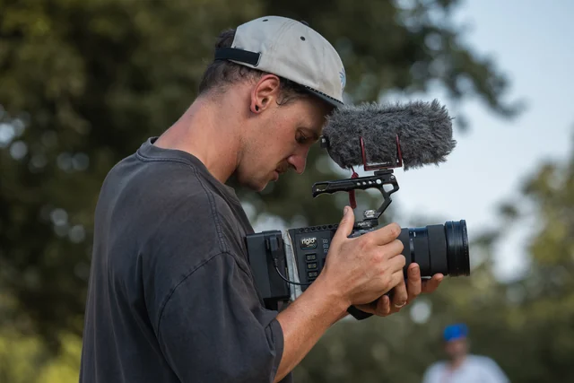A camera operator filming at Paul Couderc’s Backyard Battle